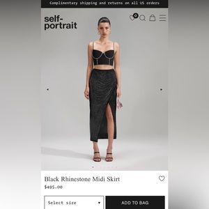Self Portrait Black Rhinestone Midi Skirt